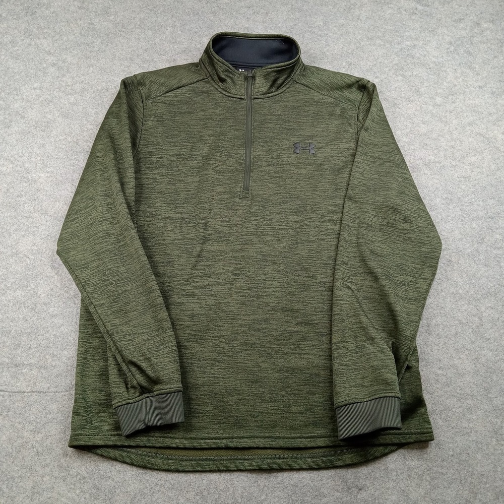 Under‎ Armour Pullover Mens Large Green ColdGear 1/4 Zip Long Sleeve Top 1320745